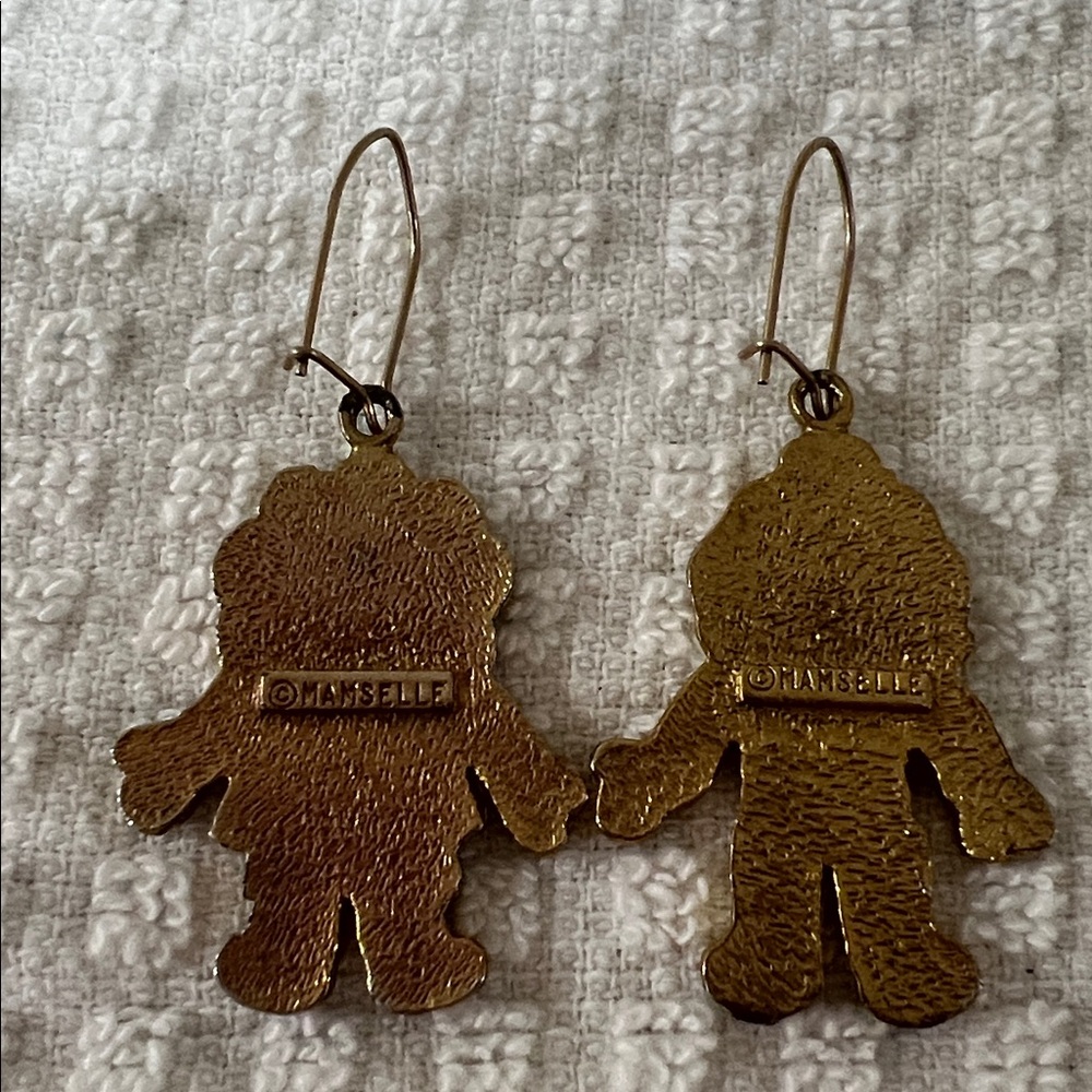 Charming Vintage Enamel Raggedy Ann & Andy Doll Earrings - Picture 3 of 3